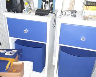 Small Scale Nightstand with Cloth Basket Storage & Drawer