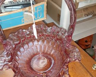 Pink Fenton Basket