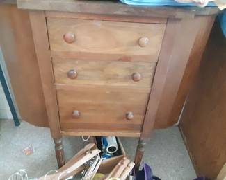 VTG Sewing Cabinet. Rounded Sides open from the Top for Storage