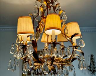  Italian  gilt tole chandelier                                                           34"h x 22" diameter