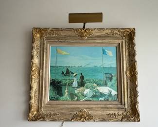 Framed print depicting seaside view