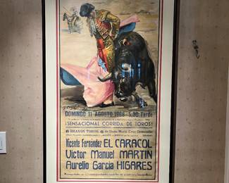 Lots of posters—Broadway (including one signed by Peter Allen), opera, Marc Chagall, vintage Tivoli Gardens, vintage 1966 Madrid bull fighting poster, and more