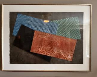 Arthur Luis Piza (1928-2017), Brazil, Rectangles Drifting in Disorder, color aquatint and etching with paper embossing, published by Editions Jacqueline de Champvallins Paris, signed . To see all 200+ pictures, visit https://www.sophiasestatesales.com/current-estate-sales and click on the link.