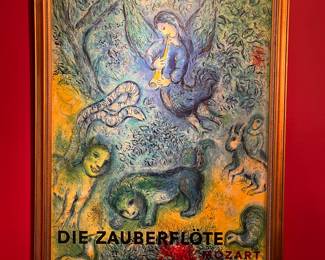 Marc Chagall, poster for The Magic Flute, Metropolitan Opera, 1973. To see all 200+ pictures, visit https://www.sophiasestatesales.com/current-estate-sales and click on the link.
