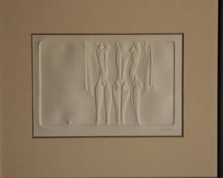 Gino Scarpa (1924-2022), The Judgement of Paris, paper embossing, signed . To see all 200+ pictures, visit https://www.sophiasestatesales.com/current-estate-sales and click on the link.