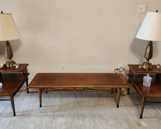 Midcentury Coffee Table with Matching End Tables 