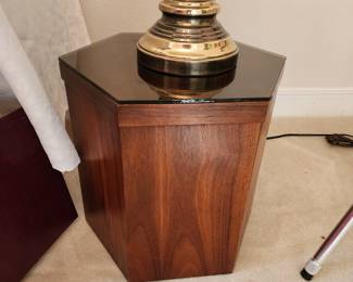 Octogon Side Table - Brass Lamp