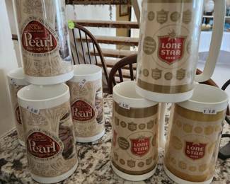 Pearl beer and lone star mugs