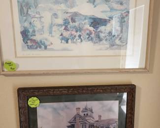 FIRST OF MANY FINE ART PRINTS - READ! 
Top: watercolor by Pierre Jean
Bottom: Residence of pioneer Texas rancher Col. William G. Butler in Karnes County. 