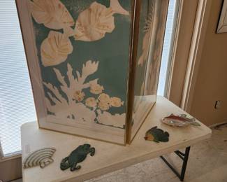 Hinged double- framed watercolor by Patricia Hagstrom. Very limited numbered artist proof #6 of 14.