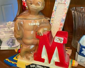 Ezra Brooks liquor decanter - University of Maryland “Terps” - seal broken