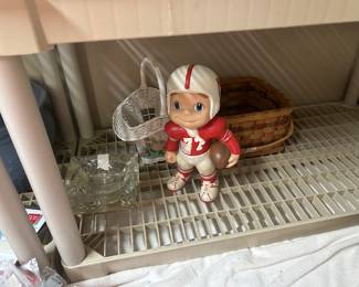 Basket, football player, basket & ashtray