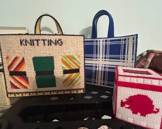 Needlepoint Bags & Razorback Kleenex holder