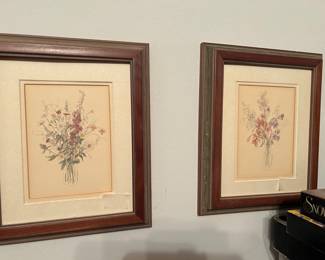 Framed & matted flower pictures