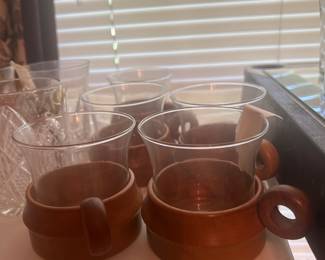 More glass & wooden cup holders