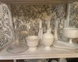 More milk glass & crystal