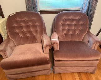 2 matching velour chairs
