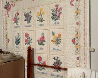 Quilted hanging with flowers of the month - very nice