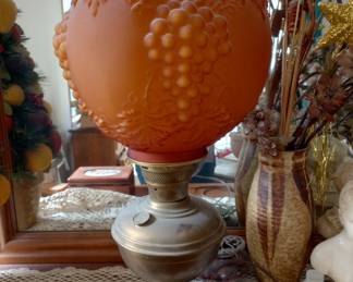 Large vintage oil lamp converted to electric 