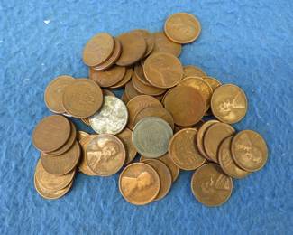 Lot 147. 50 Wheat Pennies including 1909, 1910, 1918 D, 1920 D, 1921, 1927, and 1929 S