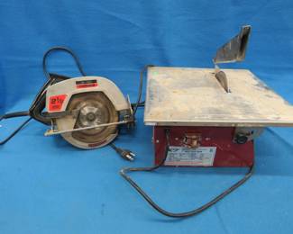 Lot 188. Craftsman 2 1/8 HP circular saw and a FlorCraft 7" wet tile saw.&nbsp; Both in good working condition.