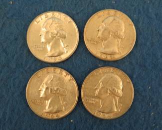 Lot 130. Four silver Washington quarters.&nbsp; All dated 1964.