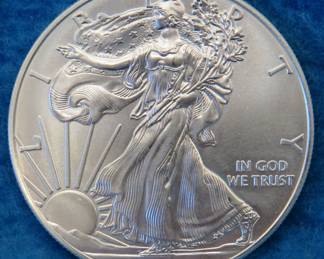 Lot 392. 2014 American Silver Eagle.&nbsp; One ounce of .999 fine silver.