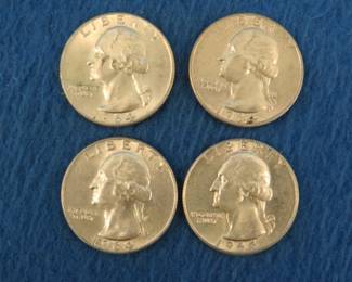 Lot 191. Four silver Washington quarters.&nbsp; All dated 1964.