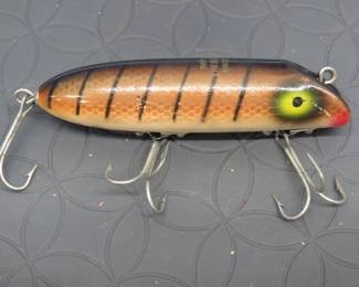 Lot 111. Vintage South Bend 3 3/4" wooden Bass-Oreno with painted eyes