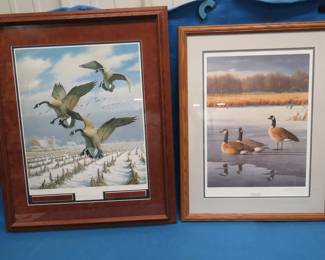Lot 287. Two framed, matted, signed, and numbered Canada geese prints
