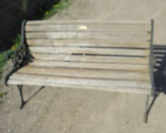 Lot 38. 47 1/2" wide outdoor Regalia bench in VGC.