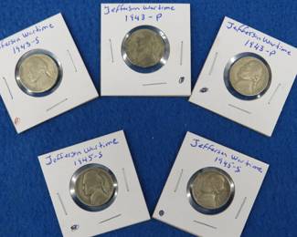Lot 59. Five war nickels