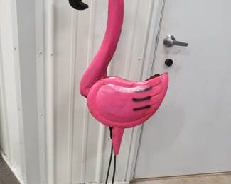 Lot 71. 54" tall metal art flamingo