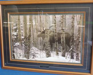Lot 281. Framed and matted print entitled&nbsp;A Walk in the Woods by Stephen Lyman.&nbsp;Framed size is 39" x 28 1/2"