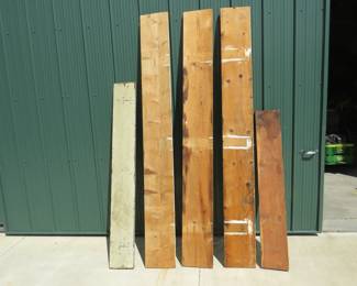 Lot 248. Three wooden partially painted planks: 8' 2"x12", 6' 2"x10", 5' 2"x10"