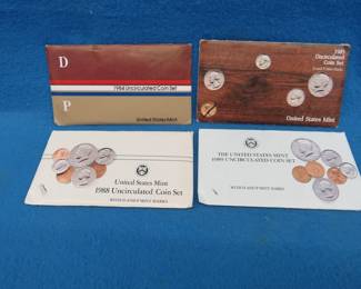 Lot 340. Four US Mint sets. 1984, 1985, 1988, and 1989