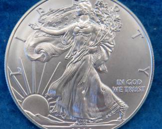 Lot 386. 2014 American Silver Eagle.&nbsp; One ounce of .999 fine silver.
