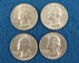 Lot 132. Four silver Washington quarters.&nbsp; All dated 1964.