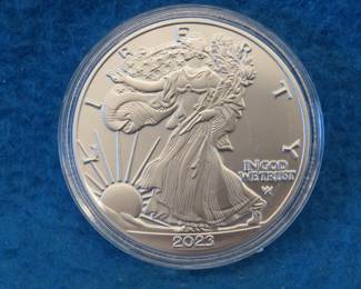 Lot 384. 2023 American Silver Eagle.&nbsp; One ounce of .999 fine silver.