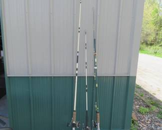 Lot 359. Three rods and reels ready for salmon fishing