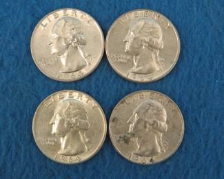 Lot 193. Four silver Washington quarters.&nbsp; All dated 1964.