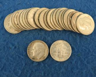 Lot 87. 25 silver Roosevelt dimes