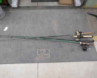 Lot 237. Four rod and reel combos, one rod tip is broken