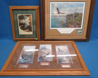 Lot 310. Three framed and matted eagle prints. See photos for size and names