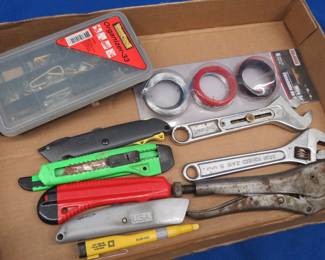 Lot 299. Adjustable wrenches, razor knives, and more