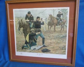 Lot 282. Framed, matted, signed and numbered 91/1000 print by Don Stivers entitled The Staff Ride. Frame size is 34" x 32".