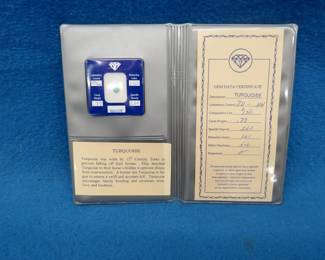 Lot 348. .77 carat Turquoise with gem certification