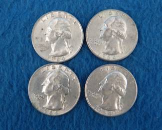 Lot 195. Four silver Washington quarters.&nbsp; All dated 1964.