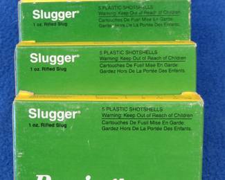Lot 155. Four boxes of five each, (20 total) Remington 2 3/4" 12-ga. Slugger 1 oz. Rifled slugs