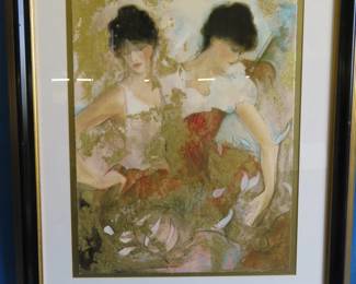 Lot 280. Framed and matted Janet Treby Two Dancers serigraph print with frame&nbsp;46" x 38"